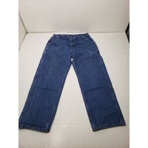 Carhartt Men’s FR Signature Blue Denim Dungaree Jeans FRB13 DNM Size 36 X 32